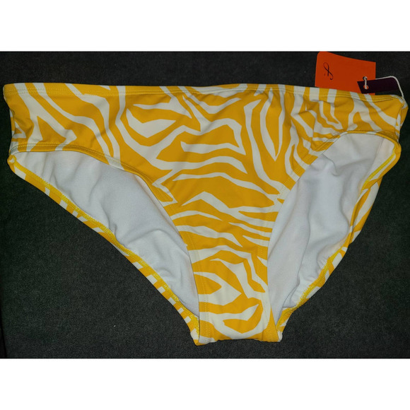 Freely Bikini Bottom Women's XL Yellow Basic Hipster Zebra Print Swimwear  (AH) - Picture 1 of 4